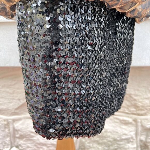 ***Chez California Vintage Tandy Cheetah Printed Dress Sequins Hem/Cuff (D) - Picture 7 of 10